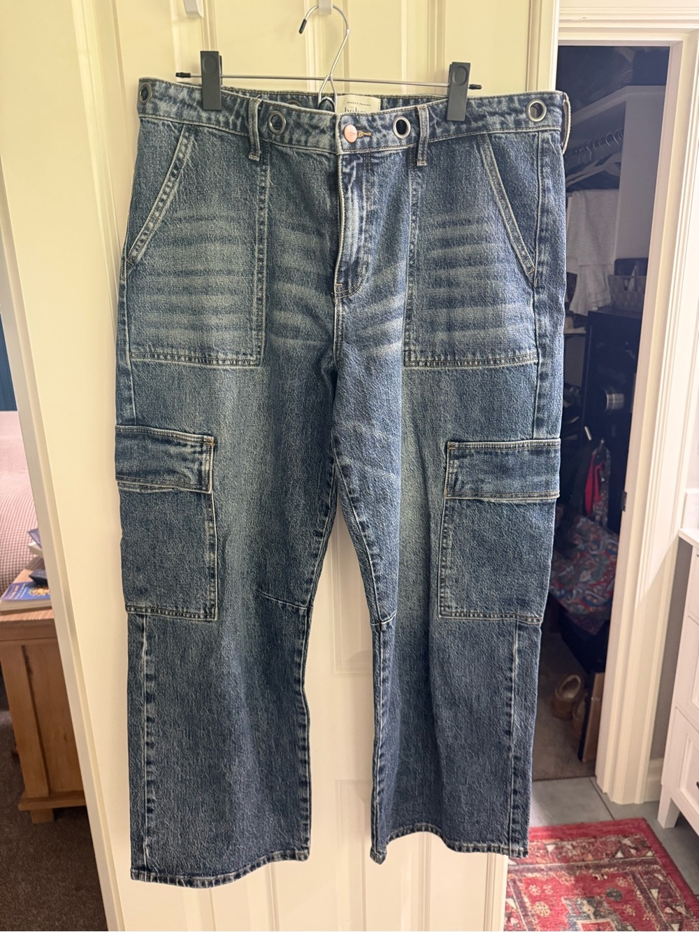 bohme Women’s Washed Blue Ankle Cargo Jeans